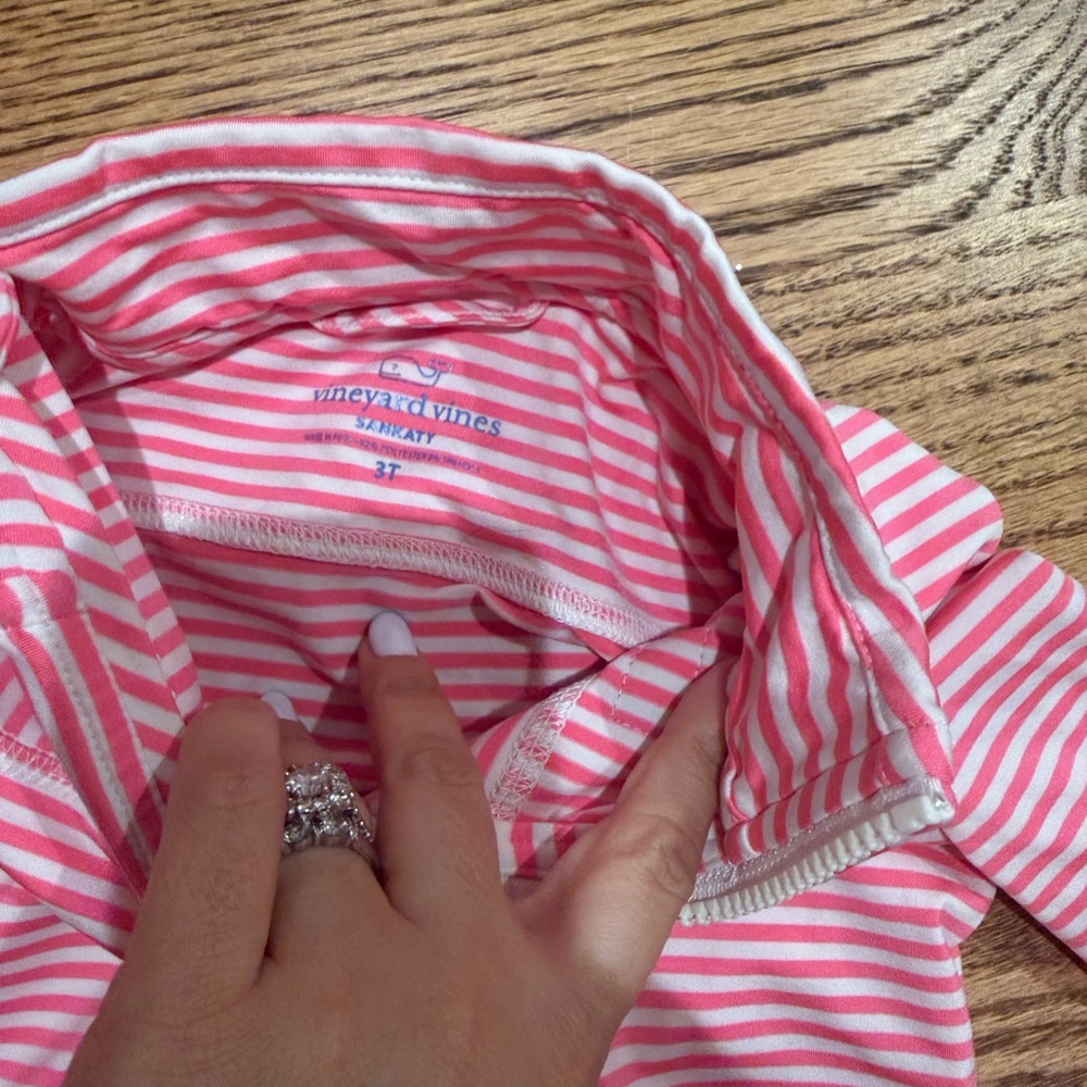 Vineyard Vines Pink and White Striped Pullover 3T - Picture 2 of 2